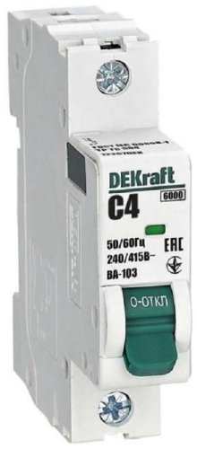 Выключатель автоматический DEKraft ВА-103 1п 4А C 6кА фото Выключатель автоматический DEKraft ВА-103 1п 4А C 6кА картинка